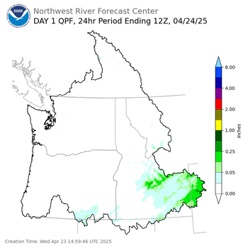 Day 1 (Wednesday): QPF Forecast  ending Thursday, April 24 at 5 am PDT