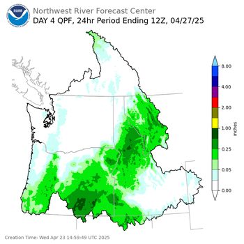 Day 4 (Saturday): QPF Forecast  ending Sunday, April 27 at 5 am PDT