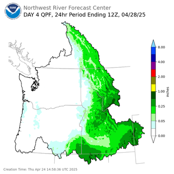 Day 4 (Sunday): QPF Forecast  ending Monday, April 28 at 5 am PDT
