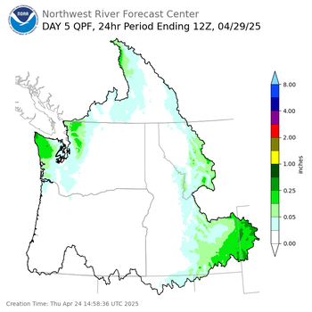 Day 5 (Monday): QPF Forecast  ending Tuesday, April 29 at 5 am PDT