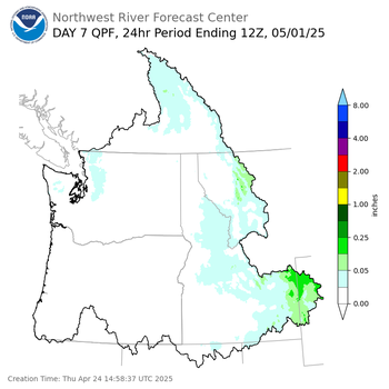 Day 7 (Wednesday): QPF Forecast  ending Thursday, May 1 at 5 am PDT