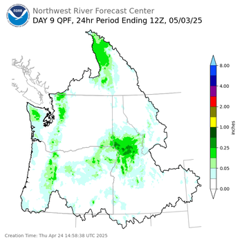 Day 9 (Friday): QPF Forecast  ending Saturday, May 3 at 5 am PDT