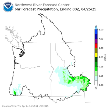 Day 1 (Thursday): 6 Hourly Precipitation Forecast ending Thursday, April 24 at 5 pm PDT