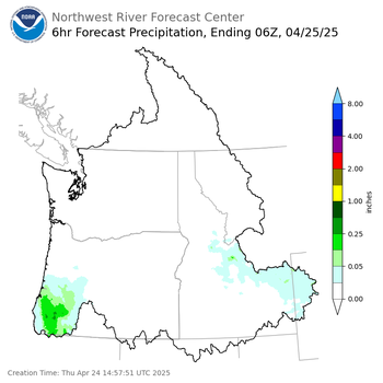 Day 1 (Thursday): 6 Hourly Precipitation Forecast ending Thursday, April 24 at 11 pm PDT