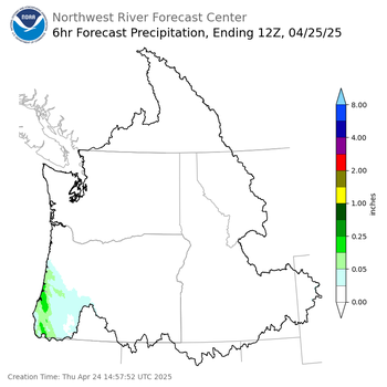Day 1 (Thursday): 6 Hourly Precipitation Forecast ending Friday, April 25 at 5 am PDT