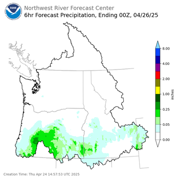 Day 2 (Friday): 6 Hourly Precipitation Forecast  ending Friday, April 25 at 5 pm PDT