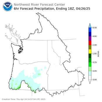 Day 3 (Saturday): 6 Hourly Precipitation Forecast  ending Saturday, April 26 at 11 am PDT