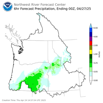 Day 3 (Saturday): 6 Hourly Precipitation Forecast  ending Saturday, April 26 at 5 pm PDT