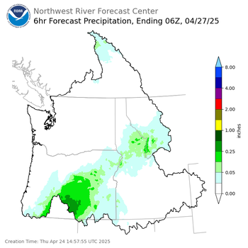 Day 3 (Saturday): 6 Hourly Precipitation Forecast  ending Saturday, April 26 at 11 pm PDT