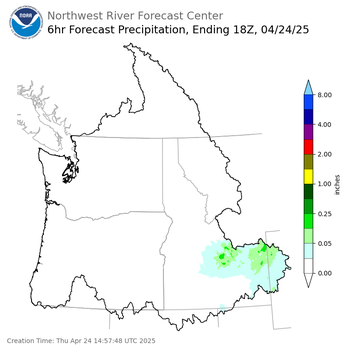 Day 1 (Thursday): 6 Hourly Precipitation Forecast ending Thursday, April 24 at 11 am PDT