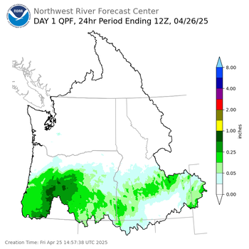 Day 1 (Friday): QPF Forecast  ending Saturday, April 26 at 5 am PDT