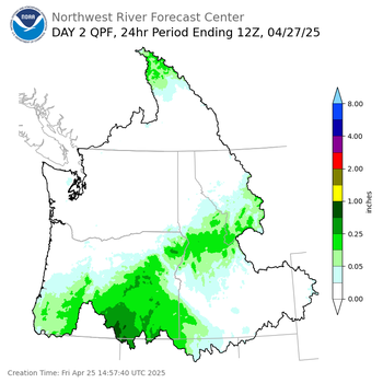 Day 2 (Saturday): QPF Forecast  ending Sunday, April 27 at 5 am PDT