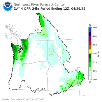 Day 4 (Monday): QPF Forecast  ending Tuesday, April 29 at 5 am PDT