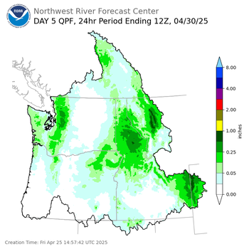 Day 5 (Tuesday): QPF Forecast  ending Wednesday, April 30 at 5 am PDT