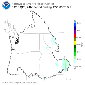 Day 6 (Wednesday): QPF Forecast  ending Thursday, May 1 at 5 am PDT