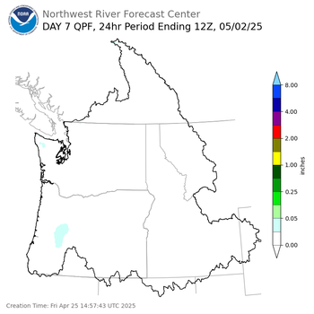 Day 7 (Thursday): QPF Forecast  ending Friday, May 2 at 5 am PDT