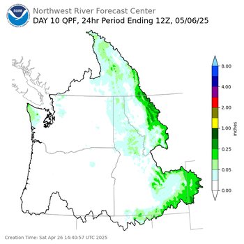 Day 10 (Monday): Precipitation Forecast ending Tuesday, May 6 at 5 am PDT