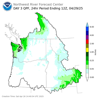 Day 3 (Monday): QPF Forecast  ending Tuesday, April 29 at 5 am PDT