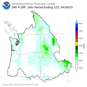 Day 4 (Tuesday): QPF Forecast  ending Wednesday, April 30 at 5 am PDT