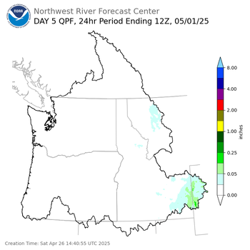 Day 5 (Wednesday): QPF Forecast  ending Thursday, May 1 at 5 am PDT