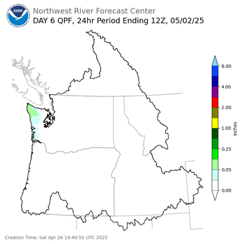 Day 6 (Thursday): QPF Forecast  ending Friday, May 2 at 5 am PDT