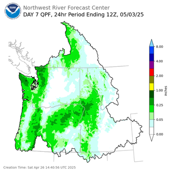 Day 7 (Friday): QPF Forecast  ending Saturday, May 3 at 5 am PDT