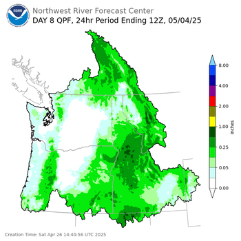 Day 8 (Saturday): Precipitation Forecast ending Sunday, May 4 at 5 am PDT