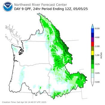 Day 9 (Sunday): Precipitation Forecast ending Monday, May 5 at 5 am PDT