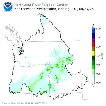 Day 1 (Saturday): 6 Hourly Precipitation Forecast ending Saturday, April 26 at 5 pm PDT