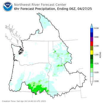 Day 1 (Saturday): 6 Hourly Precipitation Forecast ending Saturday, April 26 at 11 pm PDT
