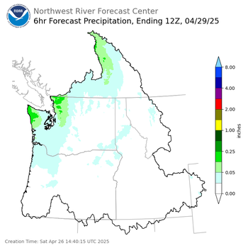 Day 3 (Monday): 6 Hourly Precipitation Forecast  ending Tuesday, April 29 at 5 am PDT