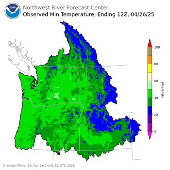Minimum Temperatures ending Saturday, April 26 at 5 am PDT