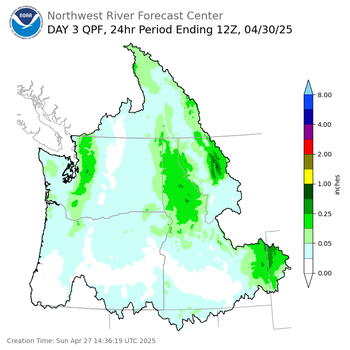 Day 3 (Tuesday): QPF Forecast  ending Wednesday, April 30 at 5 am PDT