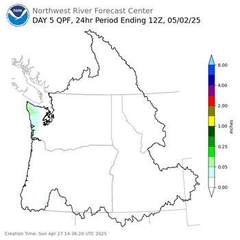 Day 5 (Thursday): QPF Forecast  ending Friday, May 2 at 5 am PDT