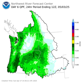 Day 6 (Friday): QPF Forecast  ending Saturday, May 3 at 5 am PDT