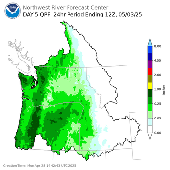 Day 5 (Friday): QPF Forecast  ending Saturday, May 3 at 5 am PDT