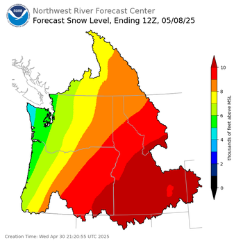 Day 8 Snow Level Forecast