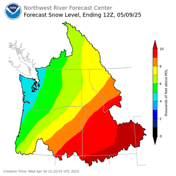 Day 9 Snow Level Forecast