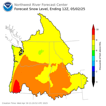 Day 2 Snow Level Forecast