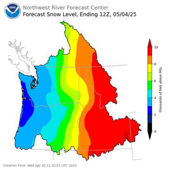Day 4 Snow Level Forecast