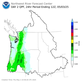 Day 2 (Friday): QPF Forecast  ending Saturday, May 3 at 5 am PDT