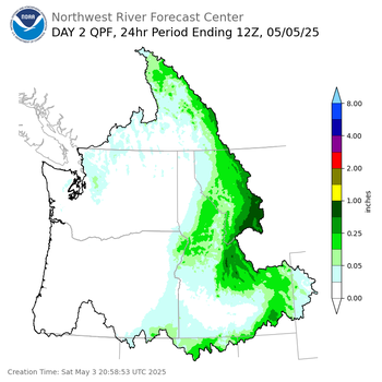 Day 2 (Sunday): Precipitation Forecast ending Monday, May 5 at 5 am PDT