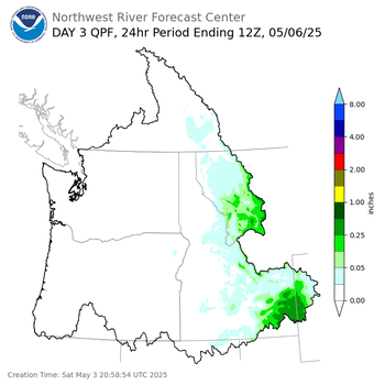 Day 3 (Monday): Precipitation Forecast ending Tuesday, May 6 at 5 am PDT