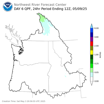 Day 6 (Thursday): Precipitation Forecast ending Friday, May 9 at 5 am PDT