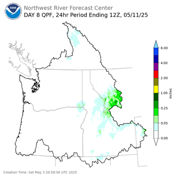 Day 8 (Saturday): Precipitation Forecast ending Sunday, May 11 at 5 am PDT