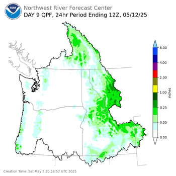 Day 9 (Sunday): Precipitation Forecast ending Monday, May 12 at 5 am PDT