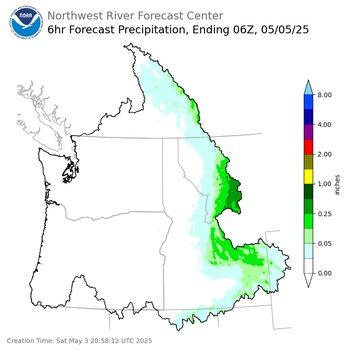 Day 2 (Sunday): 6 Hourly Precipitation Forecast  ending Sunday, May 4 at 11 pm PDT