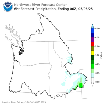 Day 3 (Monday): 6 Hourly Precipitation Forecast  ending Monday, May 5 at 11 pm PDT
