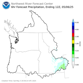 Day 3 (Monday): 6 Hourly Precipitation Forecast  ending Tuesday, May 6 at 5 am PDT