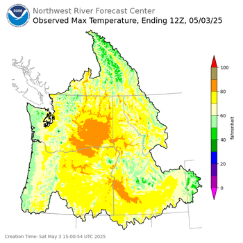 Maximum Temperatures ending Friday, May 2 at 9 pm PDT